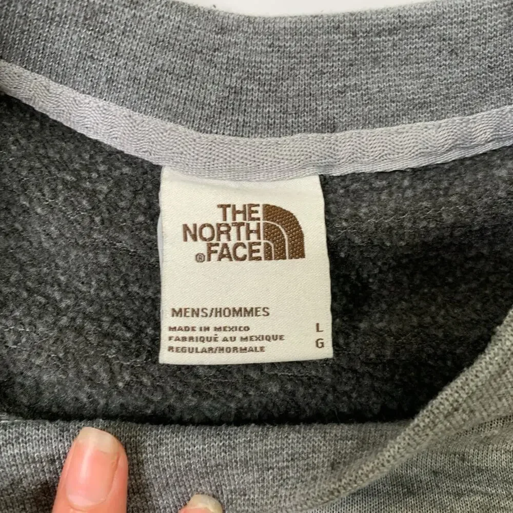 The North Face Sweatshirt Men L Large Grey Fleece Lined Half Dome Patch Crew